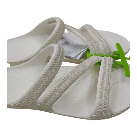 Crocs Kaddee II Jewels Womens 10 Sandal White Slip-On Comfortable Lightweight - Picture 2 of 9